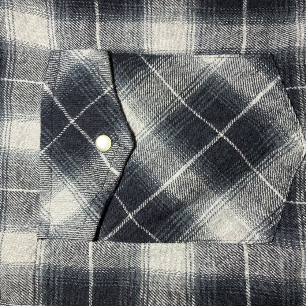 Wrangler Wrancher Mens Black White Plaid Pearl Snap Western Flannel Shirt Medium - Picture 4 of 6